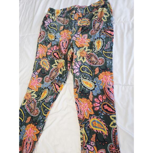 Boden Paisley Print Cropped Trousers Pants Women Sz 12R Satin High Waist Pockets - Picture 2 of 9